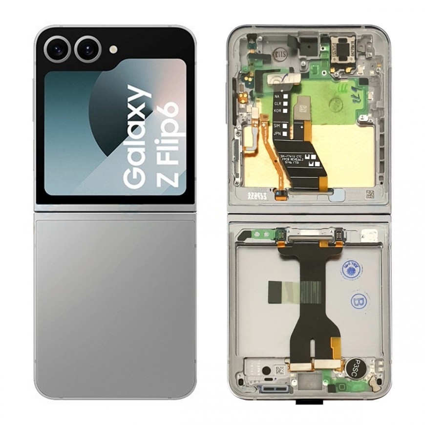 Pantalla completa con marco para Samsung Galaxy Z Flip 6 5G F741 plata/Gris original