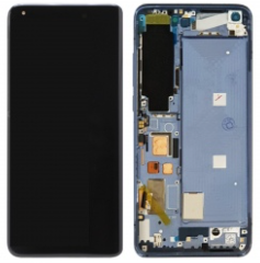 Pantalla completa con marco para Xiaomi Mi 10 5G/Mi 10 Pro gris azulado original(Versión Samsung con letra S en flex)