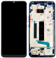 Pantalla completa con marco para Xiaomi Mi 10 Lite 5G azul/aurora blue original nueva