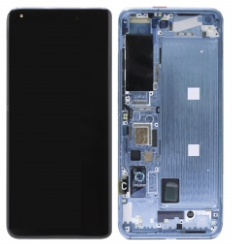 Pantalla completa con marco para Xiaomi Mi 10 5G gris azulado original(Versión Huaxing con letra C en flex)