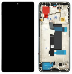 Pantalla completa con marco para Xiaomi Redmi Note 13 Pro 5G/Poco X6 5G gris azulada/ocean teal original