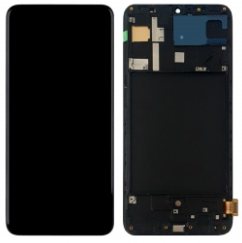 Pantalla completa con marco para Samsung Galaxy A70 A705 negra OLED