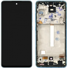 Pantalla completa con marco para Samsung Galaxy A52 A525/A52 5G A526/A52S A528 azul OLED