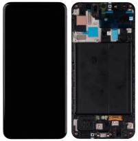Pantalla completa con marco para Samsung Galaxy A50 A505 negra original(Assembled)