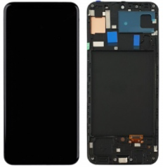 Pantalla completa con marco para Samsung Galaxy A50 A505 negra compatible(OLED)