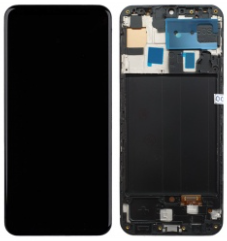 Pantalla completa con marco para Samsung Galaxy A50 A505 negra TFT