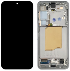 Pantalla completa con marco para Samsung Galaxy S25 5G S931 gris/plata original