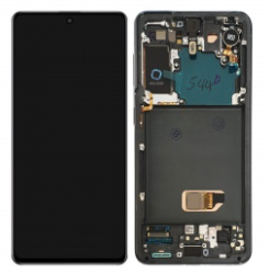 Pantalla completa con marco para Samsung Galaxy S21 5G G991B negra/gris original