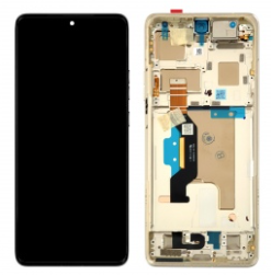 Pantalla completa con marco para Motorola Edge 50 Ultra XT2401 oro/nordic wood original